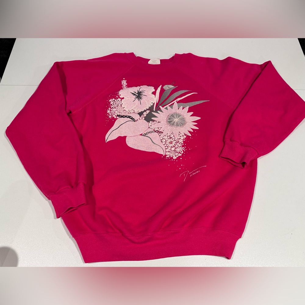 Vintage Bright Pink Hawaii Sweatshirt Size M Hanes